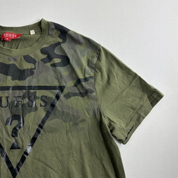 GUESS‎ Los Angeles Men’s Short Sleeve T-Shirt Size XL Green Black Camo Casual - Picture 4 of 8